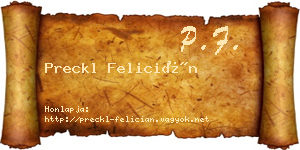 Preckl Felicián névjegykártya